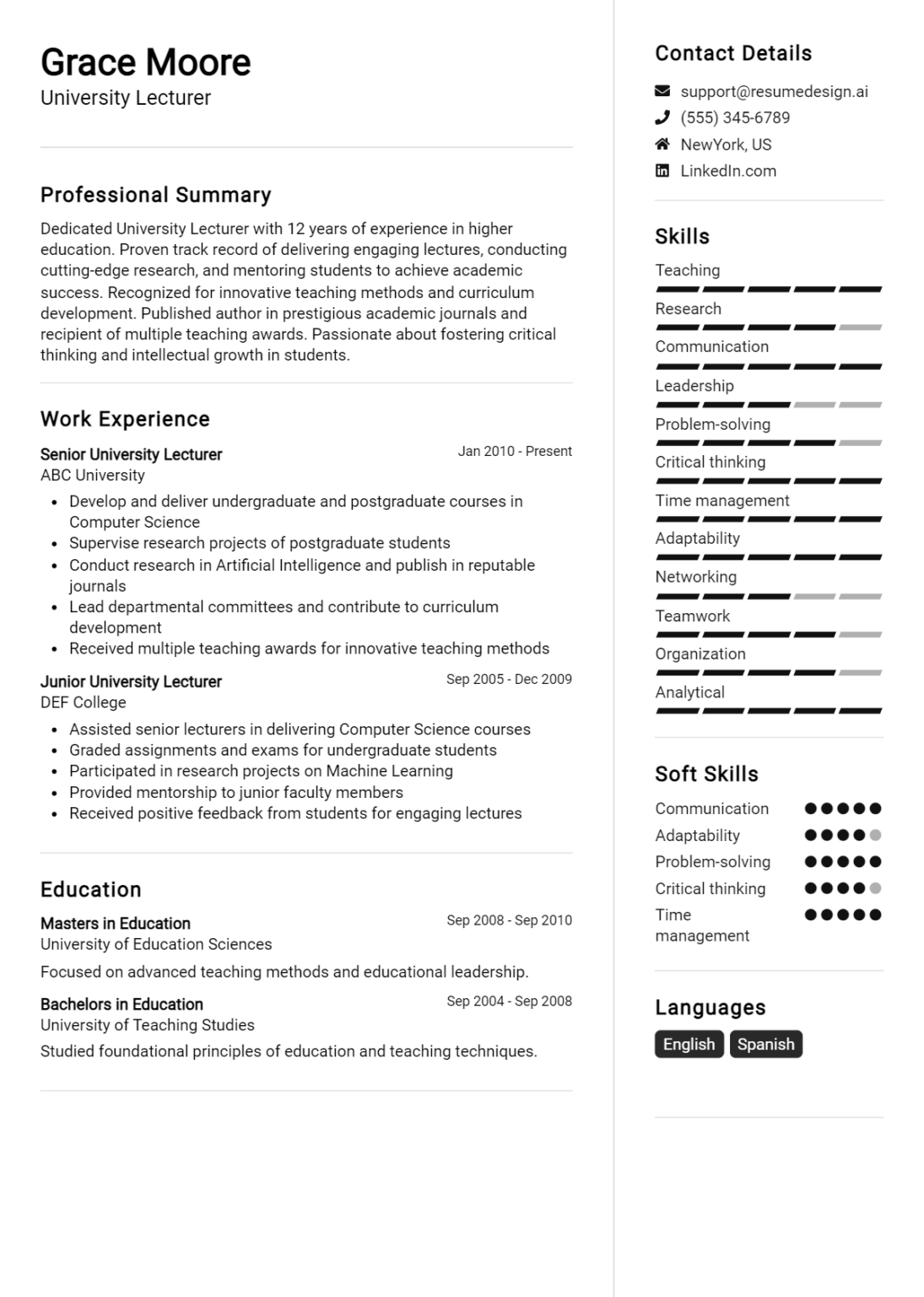 15 University Lecturer Resume Examples And Templates For 2024