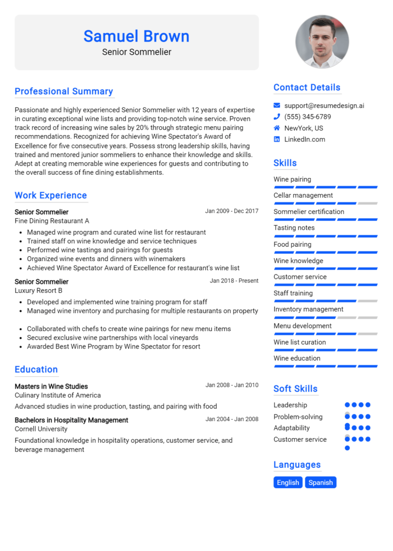 Barback Resume Examples And Templates For Resumedesign Ai