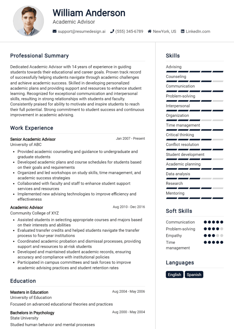 10 Academic Advisor Resume Examples And Templates for 2025