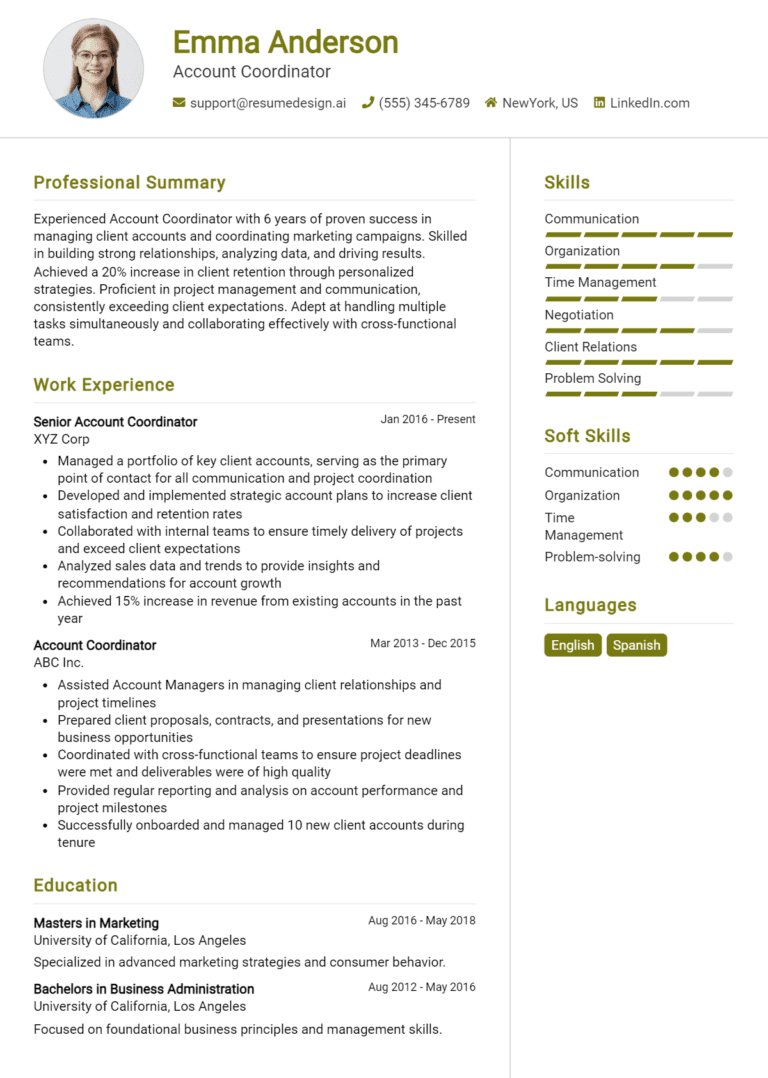 19 Account Coordinator Resume Examples And Templates for 2025