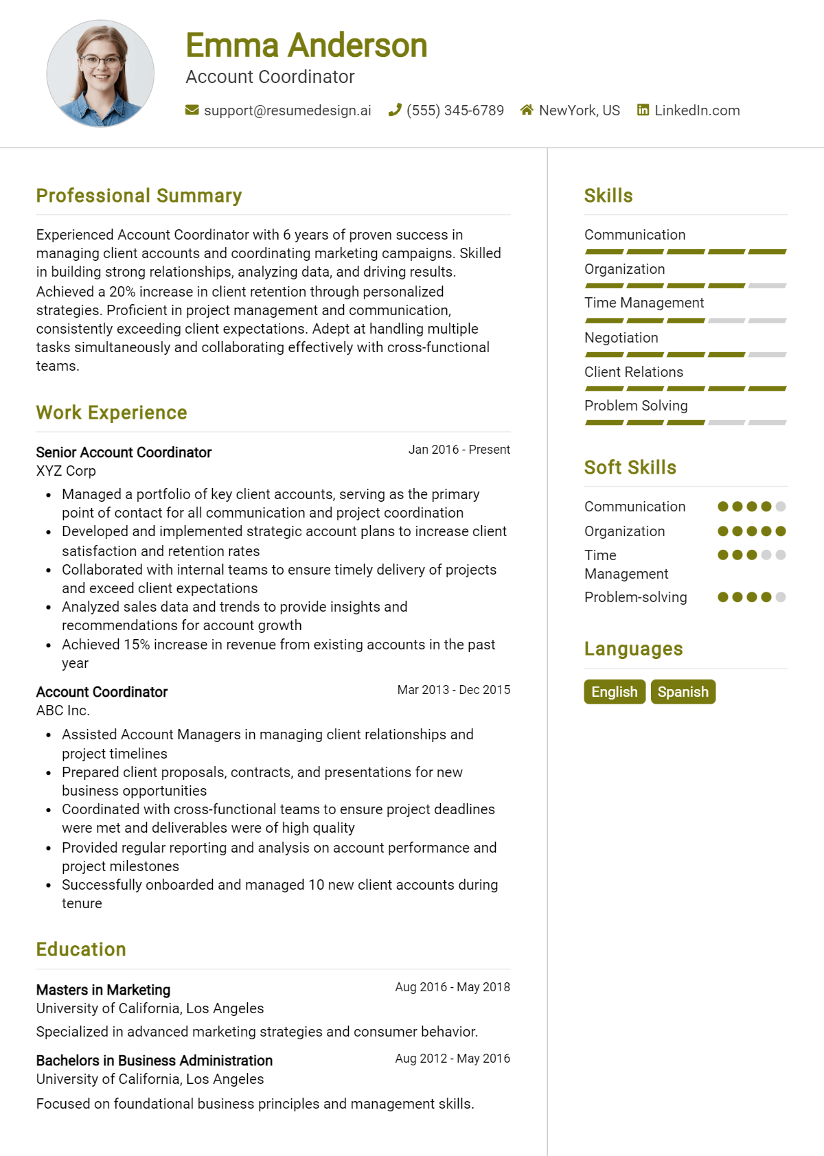 Account Coordinator Resume Example