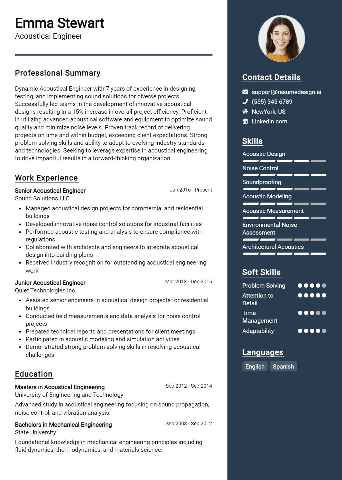 Acoustical Engineer Resume Example