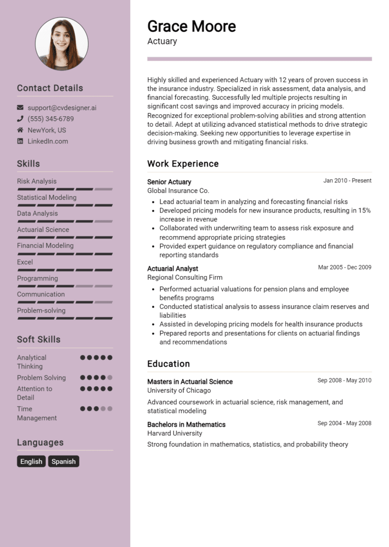 16 Actuary Resume Examples And Templates for 2025