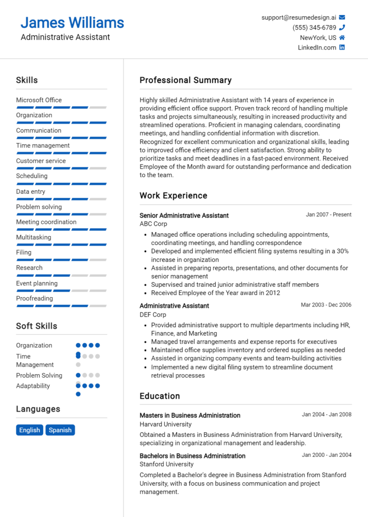 Administrative Assistant Resume Example