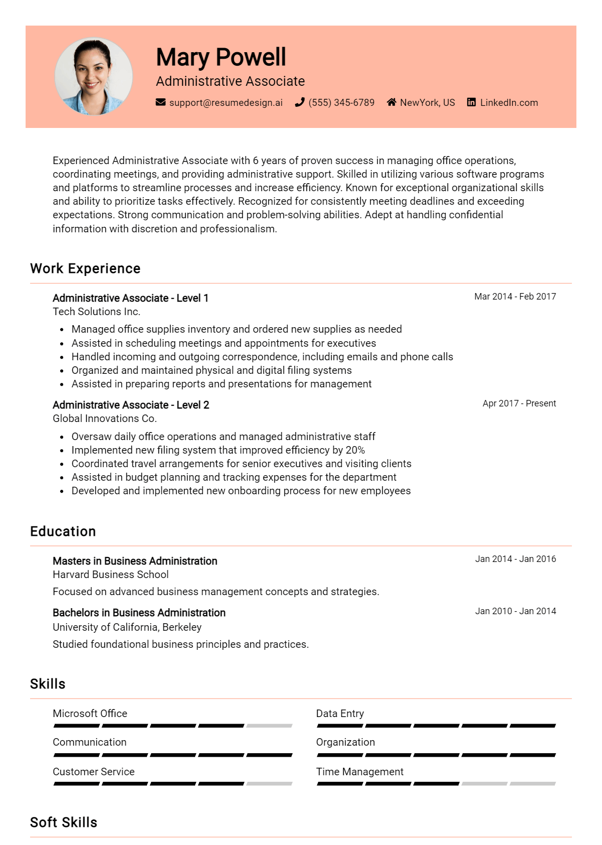 Administrative Associate Resume Example