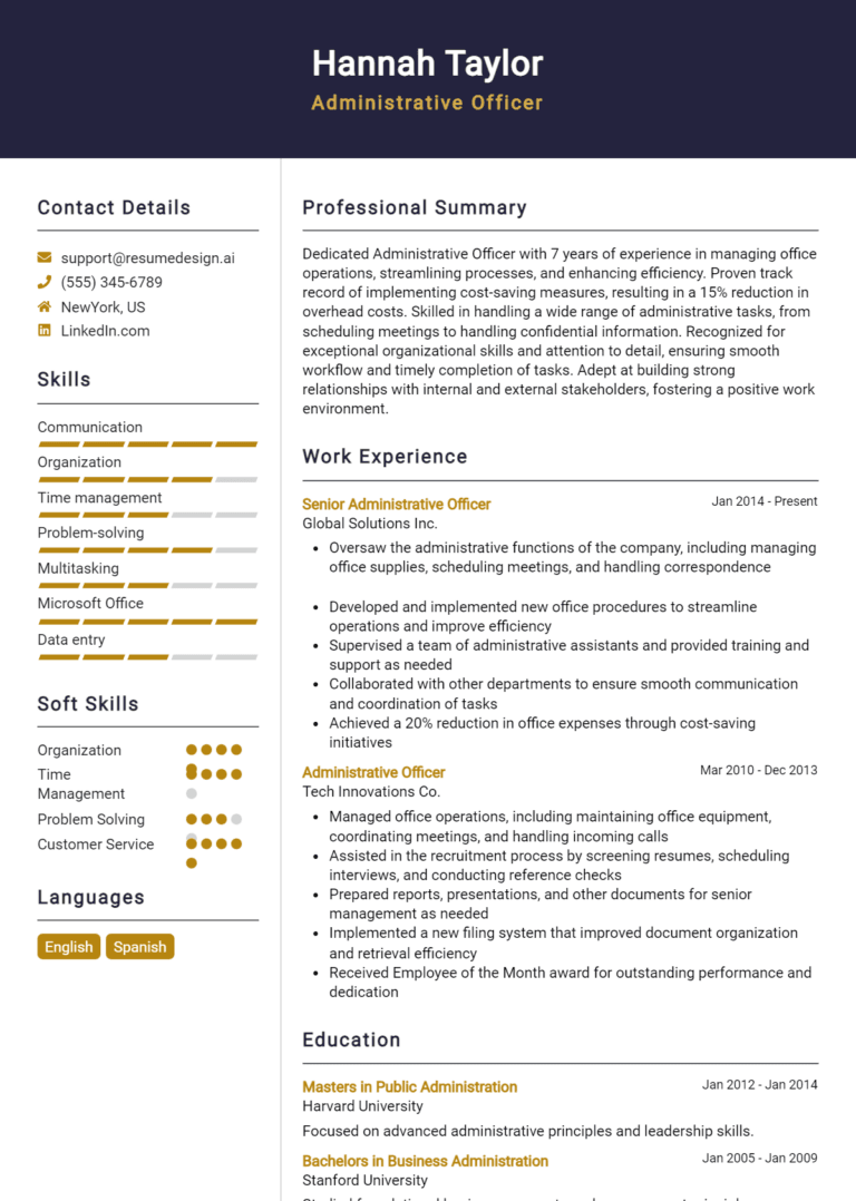 25 Administrative Officer Resume Examples And Templates for 2025