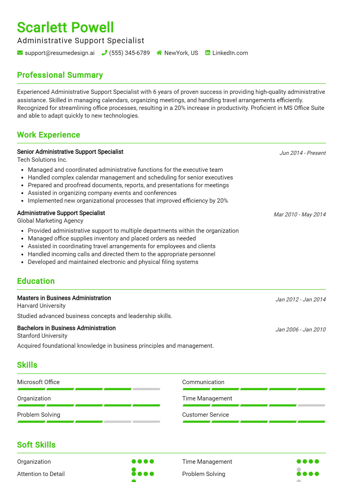 Administrative Support Specialist Resume Example