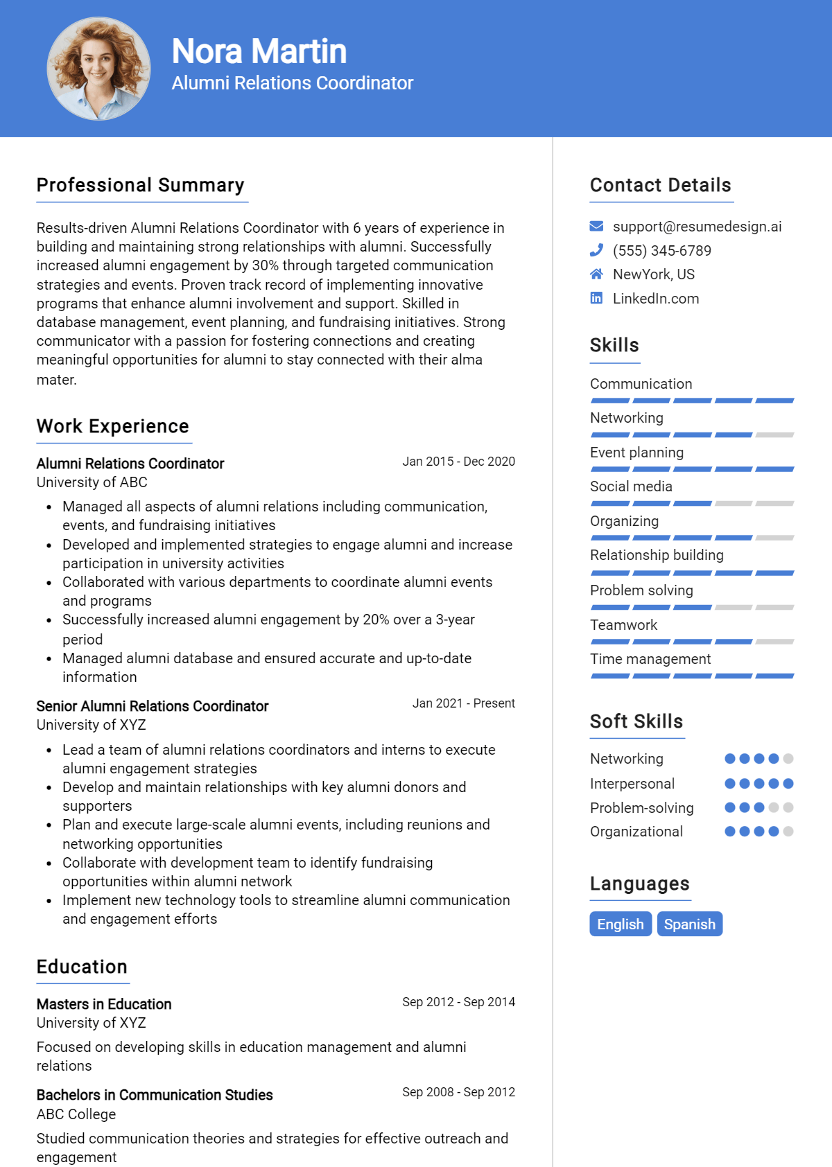 Alumni Relations Coordinator Resume Example