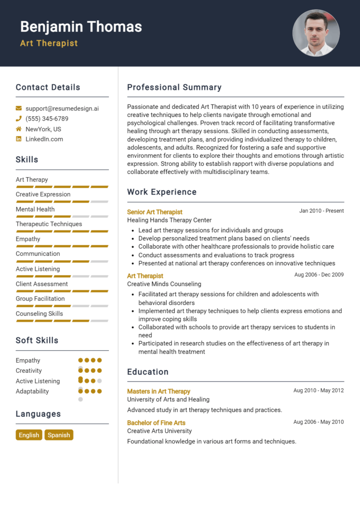 Art Therapist Resume Example