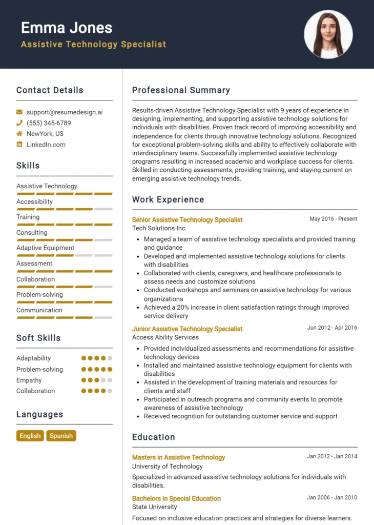 Assistive Technology Specialist Resume Example