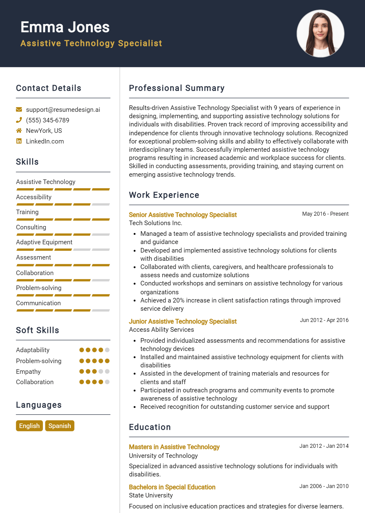 Assistive Technology Specialist Resume Example