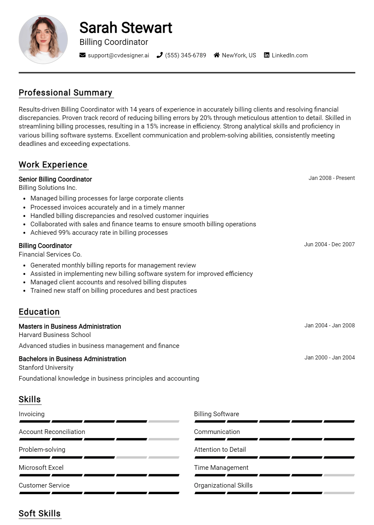 Billing Coordinator Resume Example