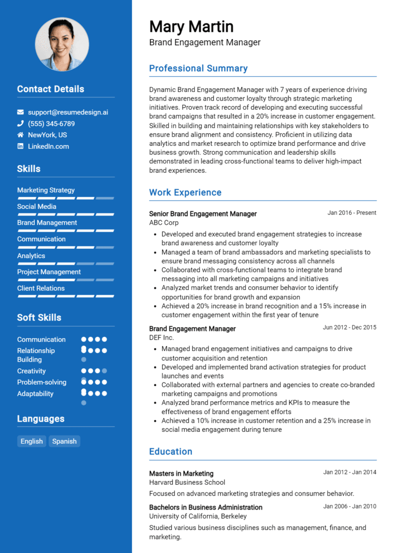 26 Brand Engagement Manager Resume Examples And Templates for 2025