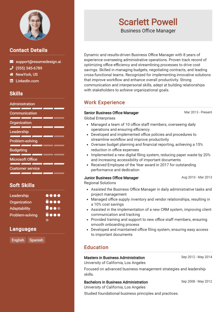 15 Business Office Manager Resume Examples And Templates for 2025: Top Tips