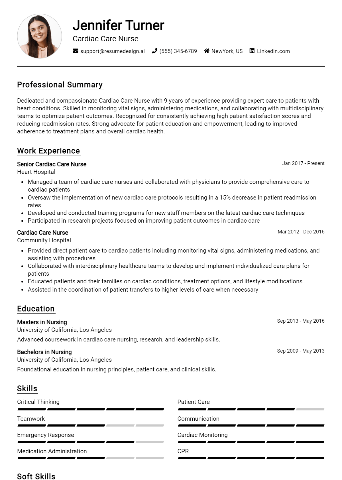 Cardiac Care Nurse Resume Example