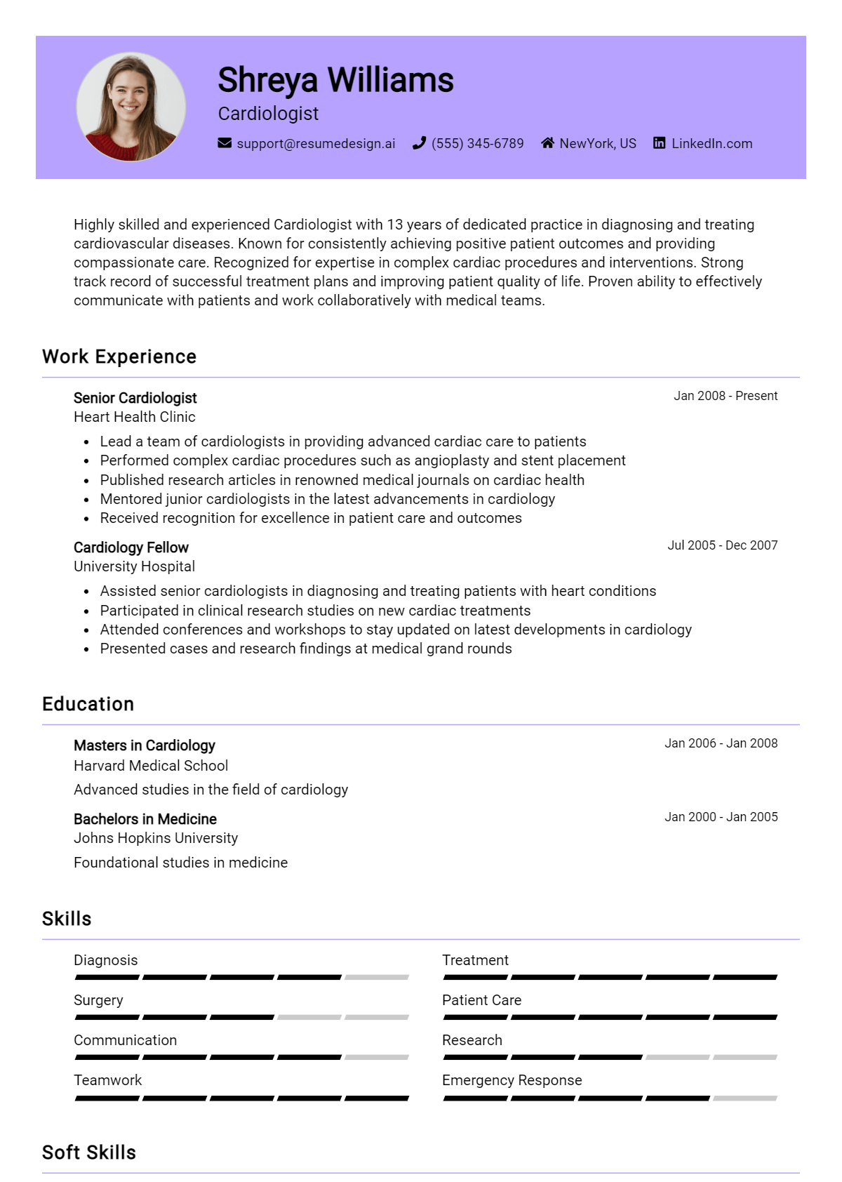 Cardiologist Resume Example