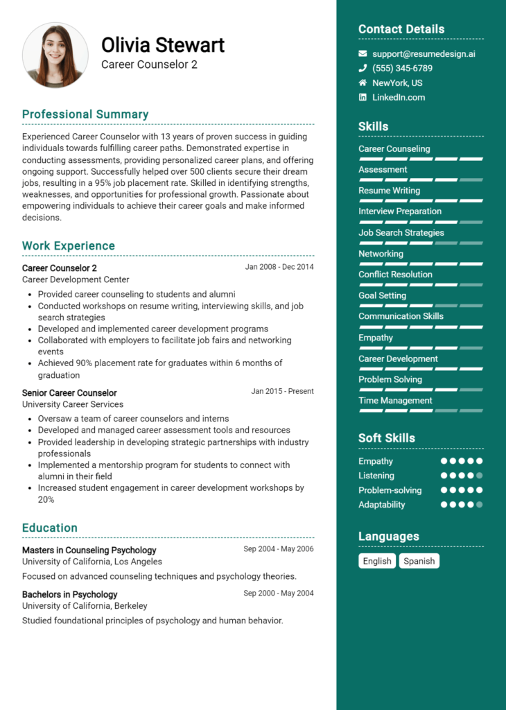 Career Counselor 2 Resume Example