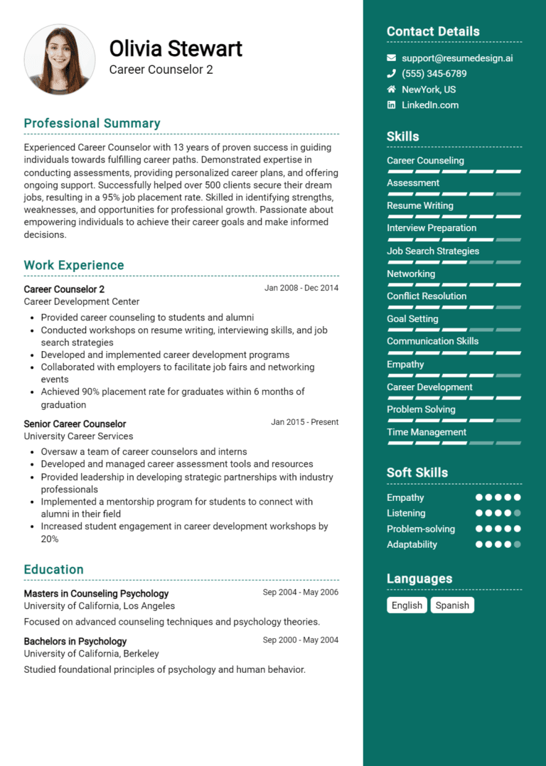 10 Career Counselor Resume Examples And Templates for 2025