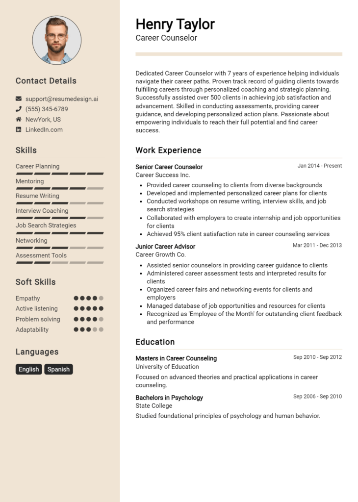 Career Counselor Resume Example