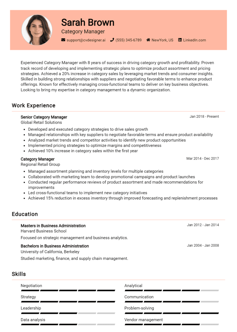 16 Category Manager Resume Examples And Templates for 2025