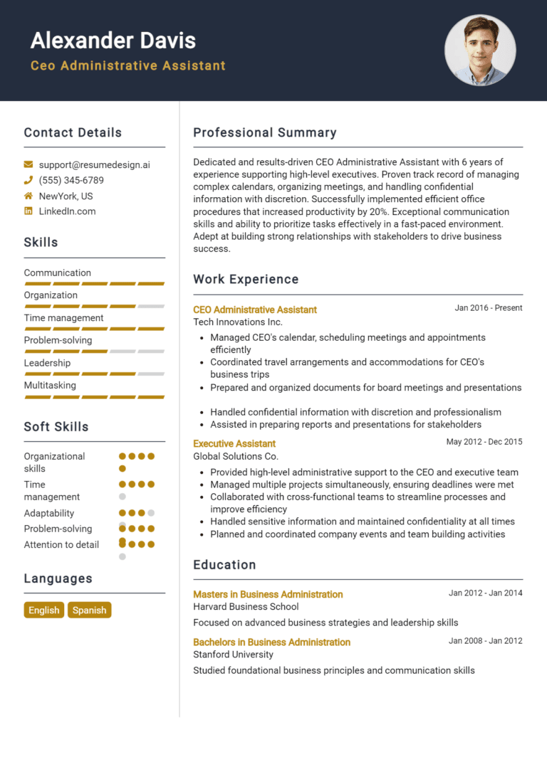 12 CEO Administrative Assistant Resume Examples And Templates for 2025 [Guide]