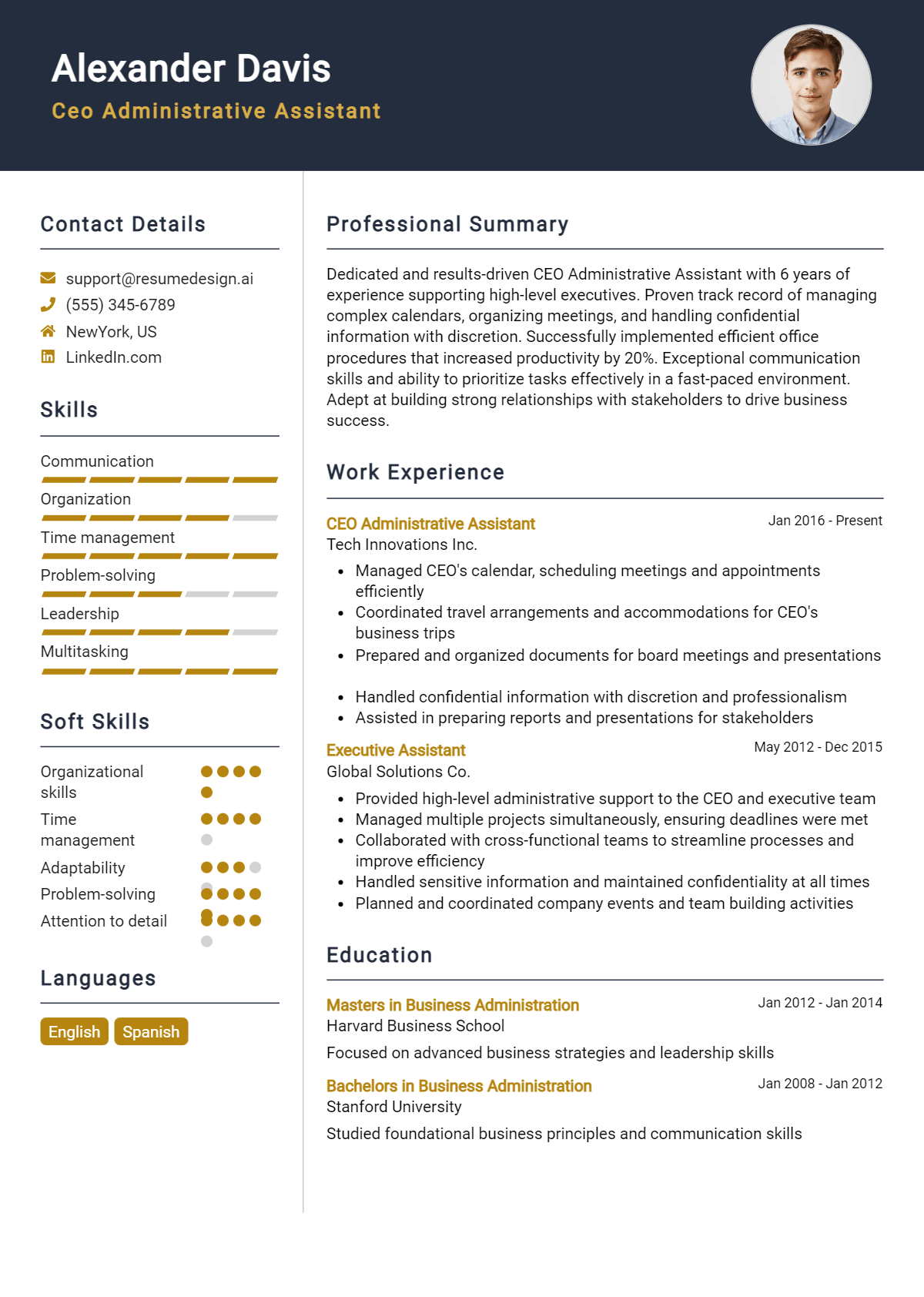 Ceo Administrative Assistant Resume Example