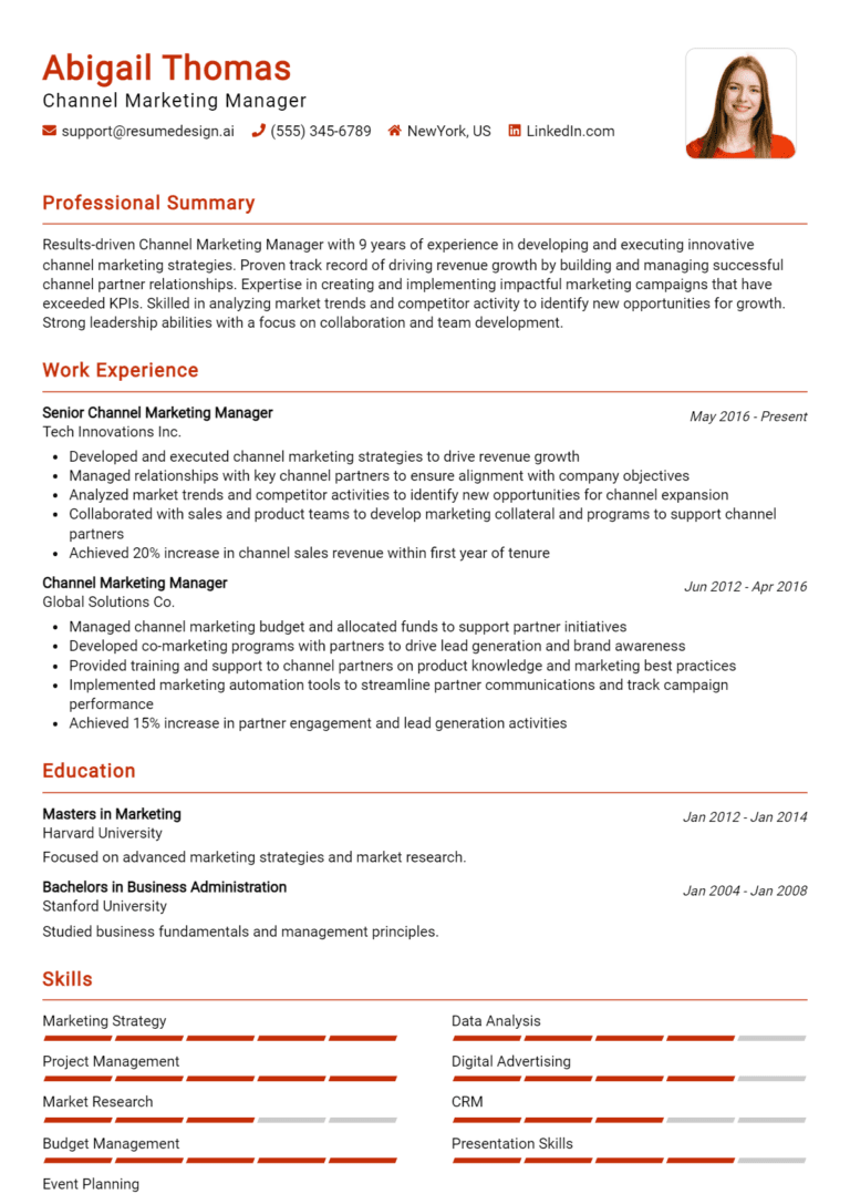 27 Channel Marketing Manager Resume Examples And Templates for 2025: Top Tips