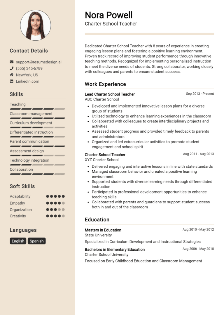 9 Charter School Teacher Resume Examples And Templates for 2025: Best Tips