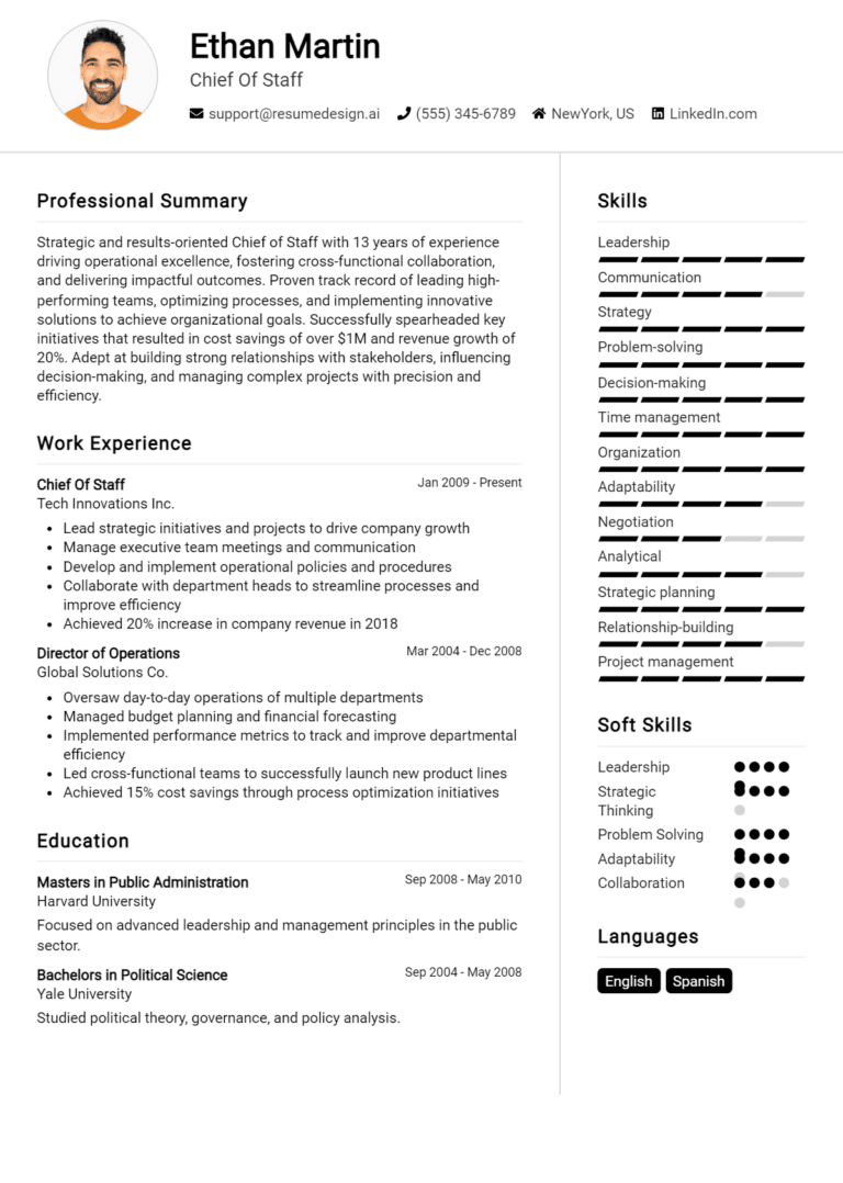 12 Chief of Staff Resume Examples And Templates for 2025