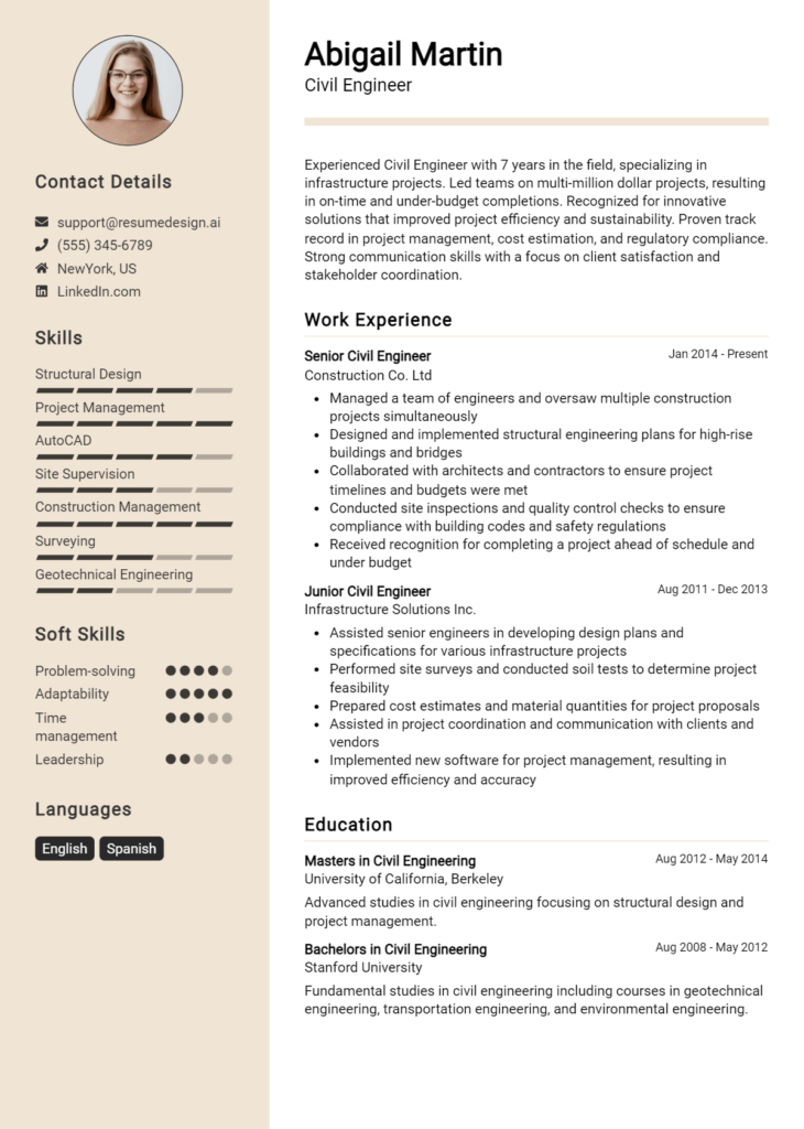 Civil Engineer Resume Example