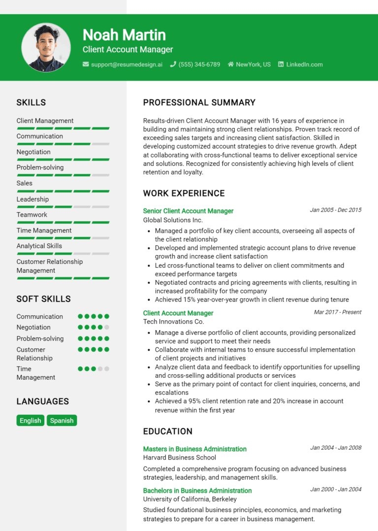 19 Client Account Manager Resume Examples And Templates for 2025