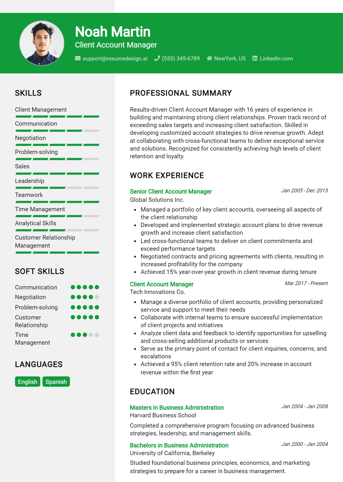 Client Account Manager Resume Example