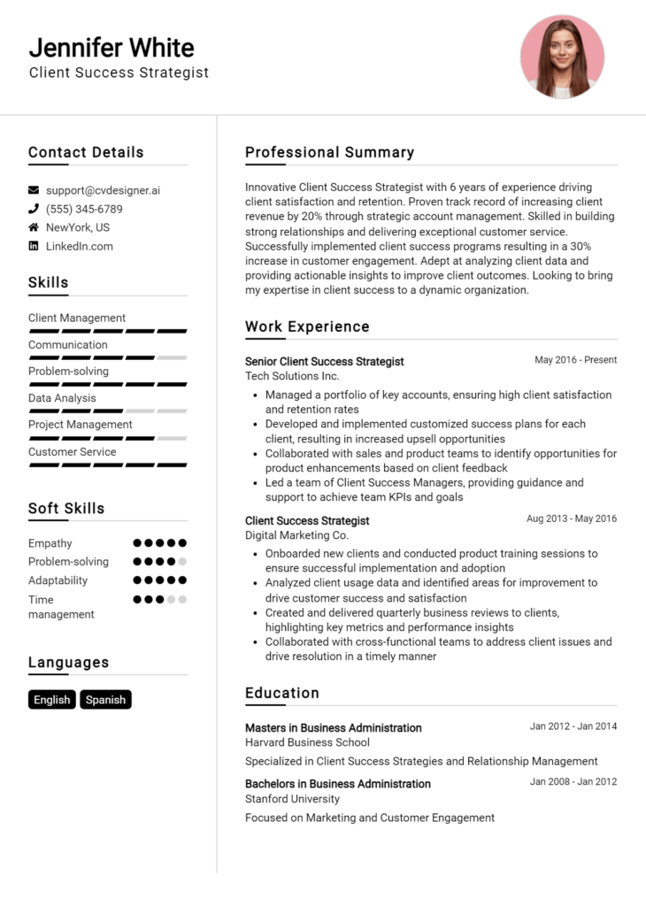 Client Success Strategist Resume Example