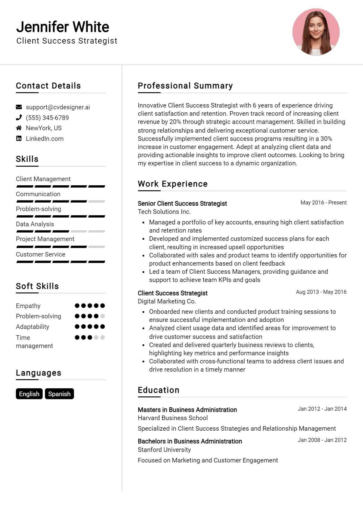 Client Success Strategist Resume Example