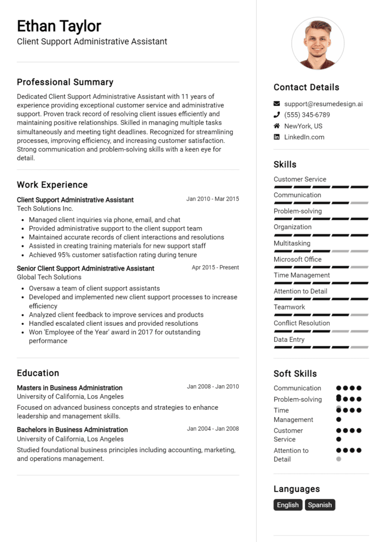11 Client Support Administrative Assistant Resume Examples And Templates for 2025