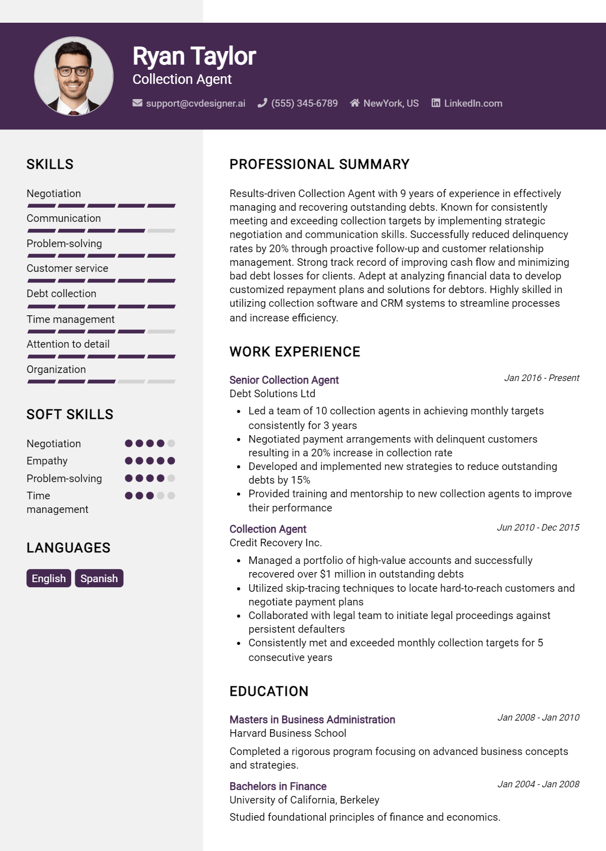 Collection Agent Resume Example