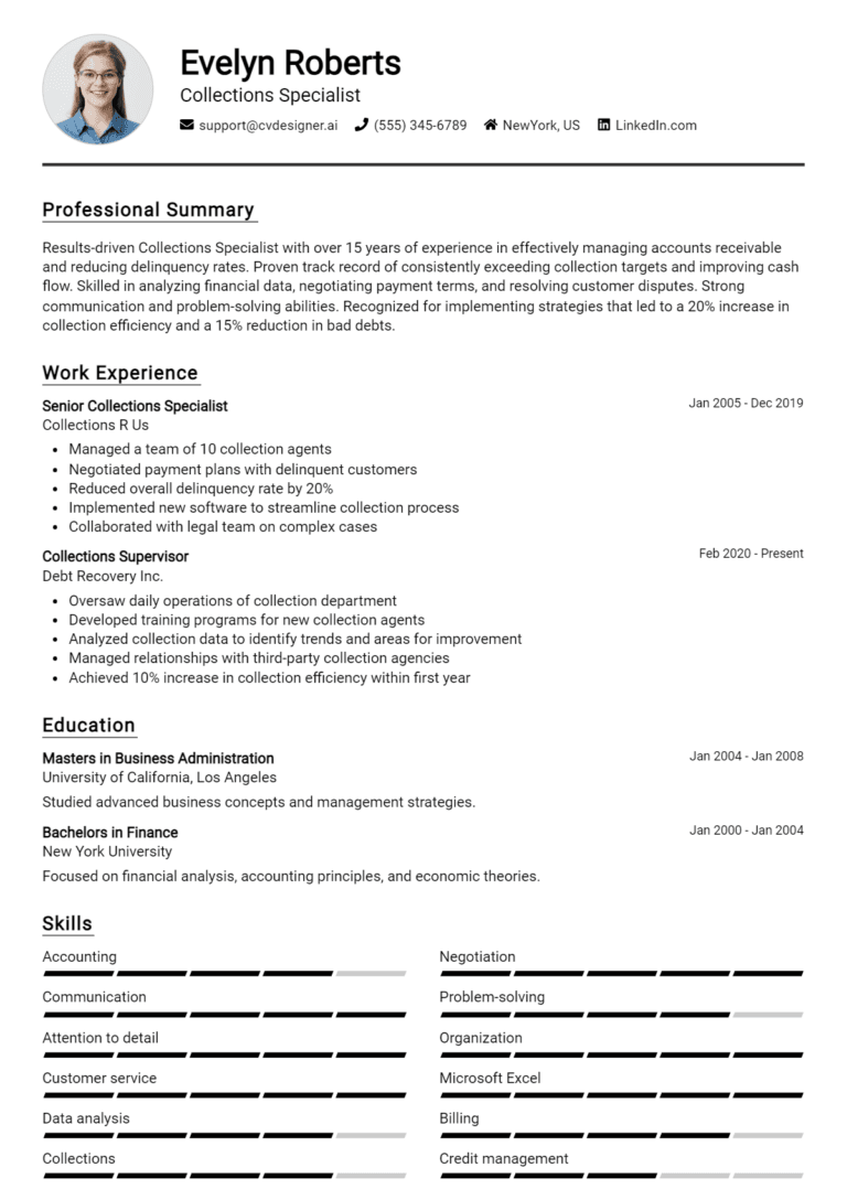 13 Collections Specialist Resume - Collections Specialist Resume Example 768x1078 