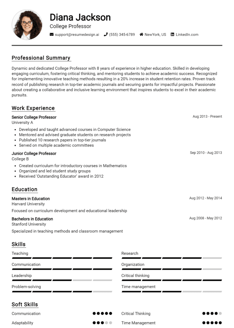 15 College Professor Resume Examples And Templates for 2025: Top Tips