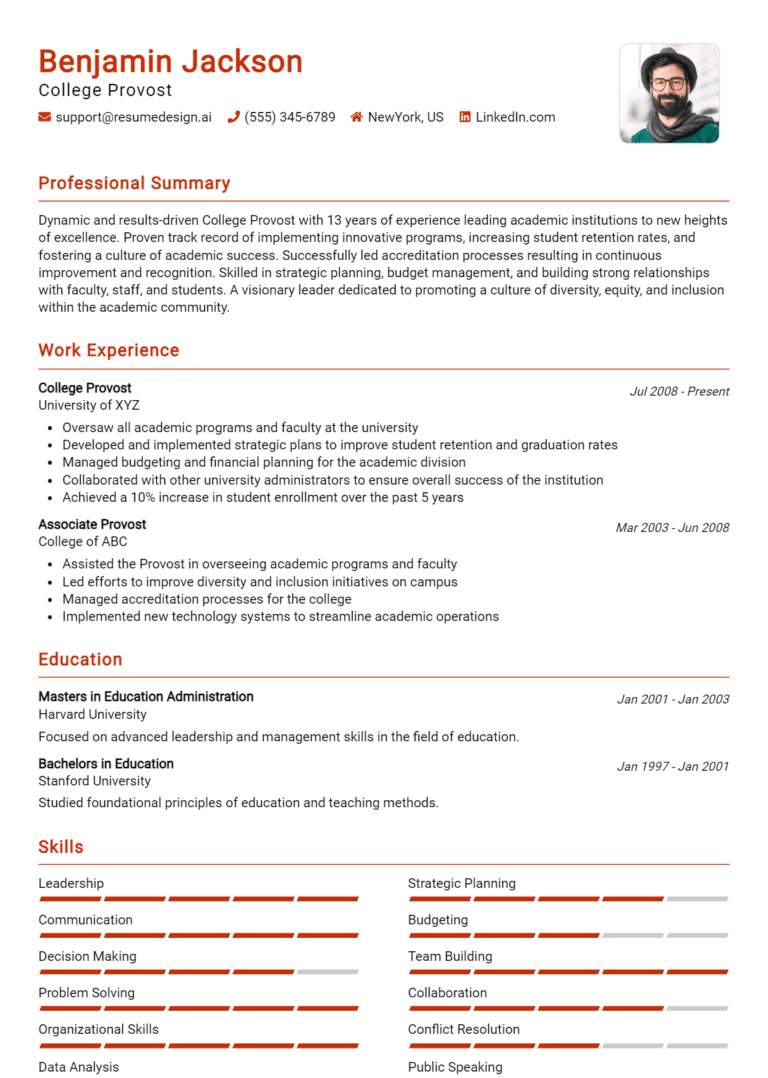 15 College Provost Resume Examples And Templates for 2025
