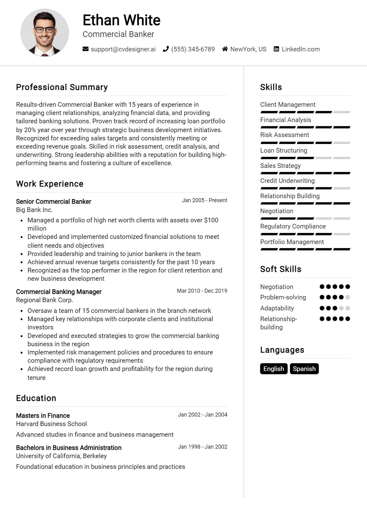 Commercial Banker Resume Example