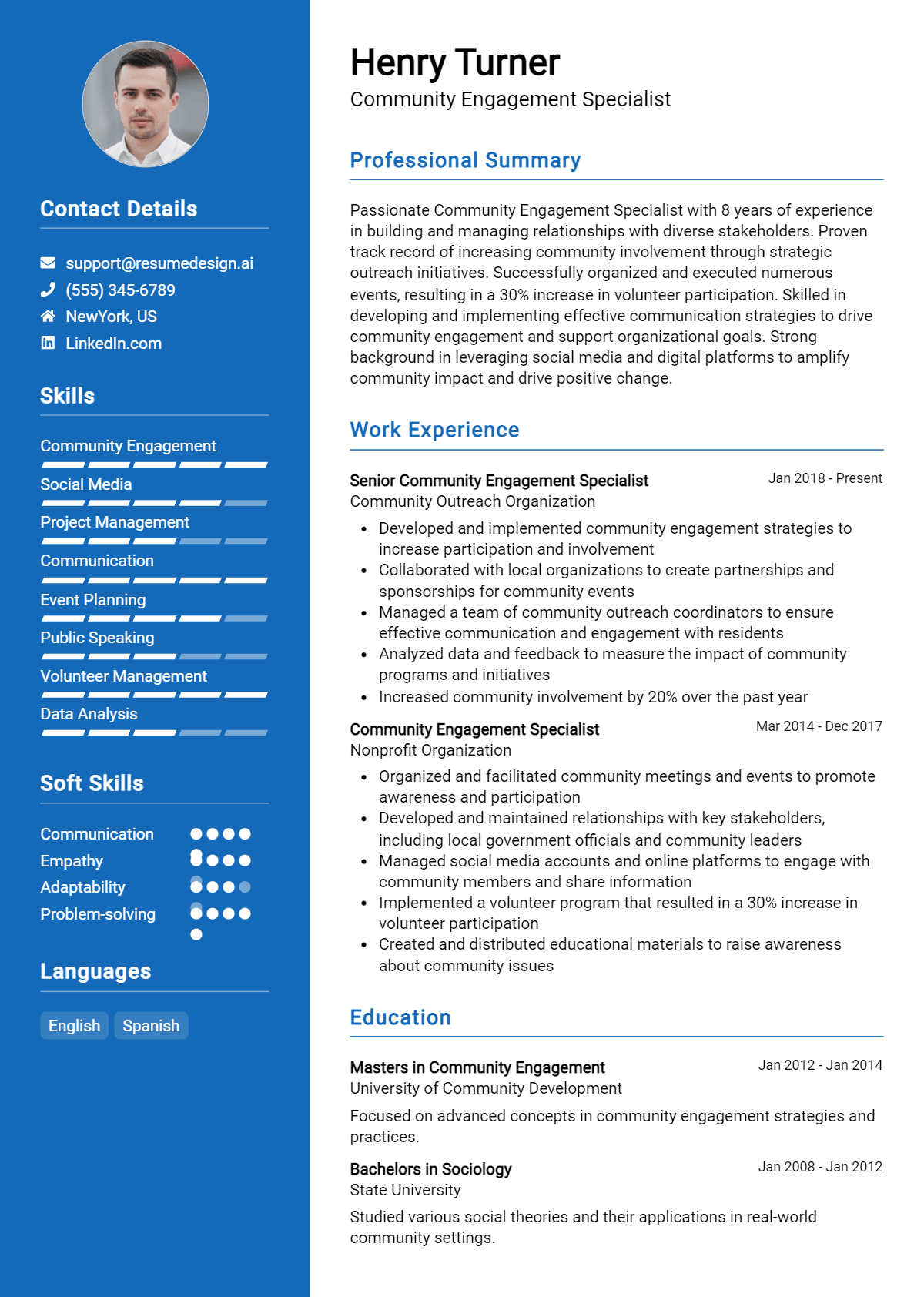 Community Engagement Specialist Resume Example