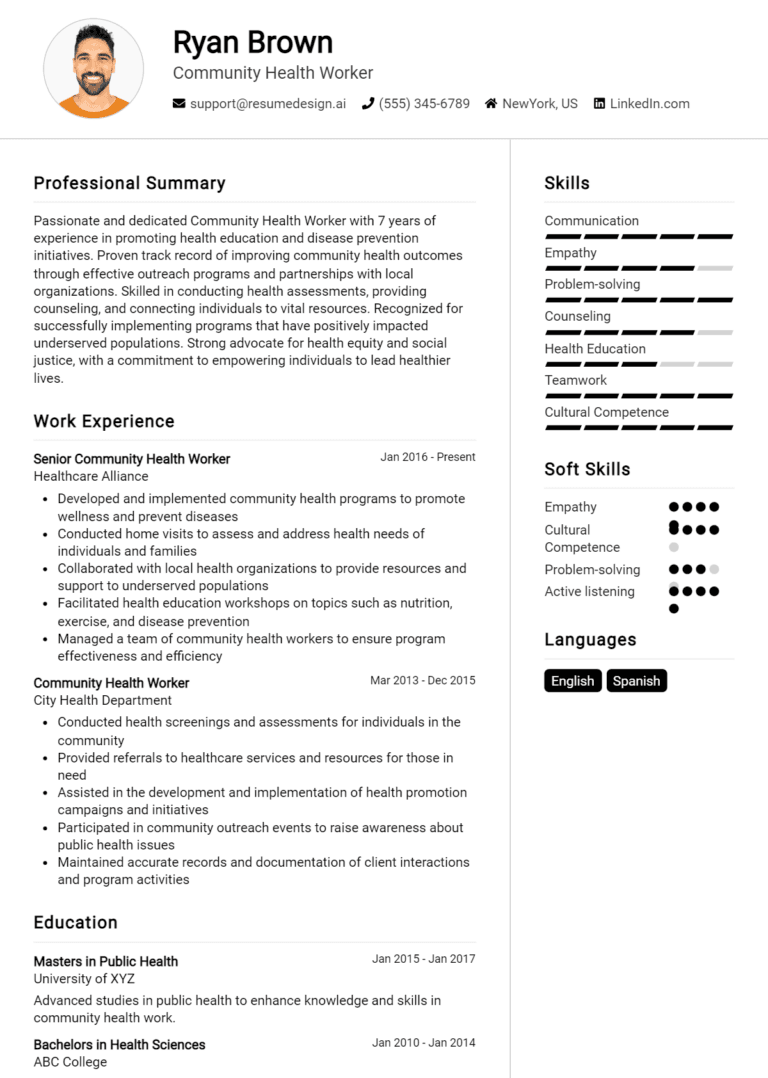 17 Community Health Worker Resume Examples And Templates for 2025