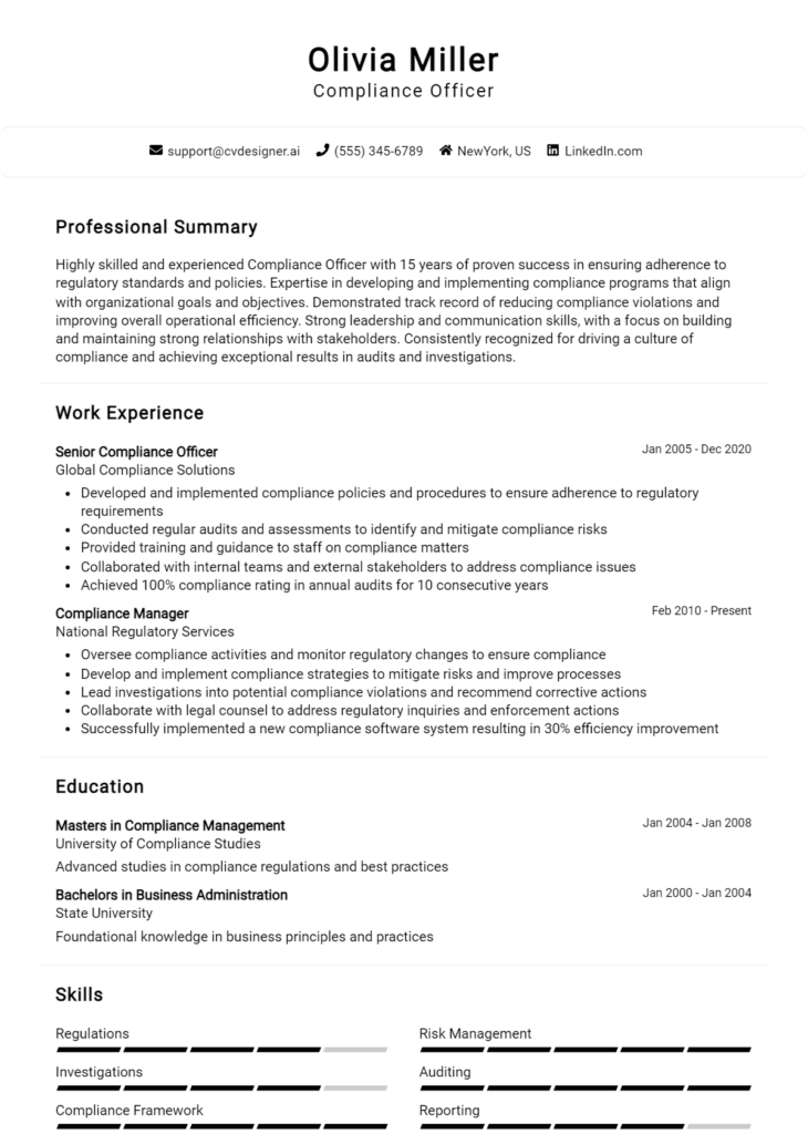 Compliance Officer Resume Example (1)