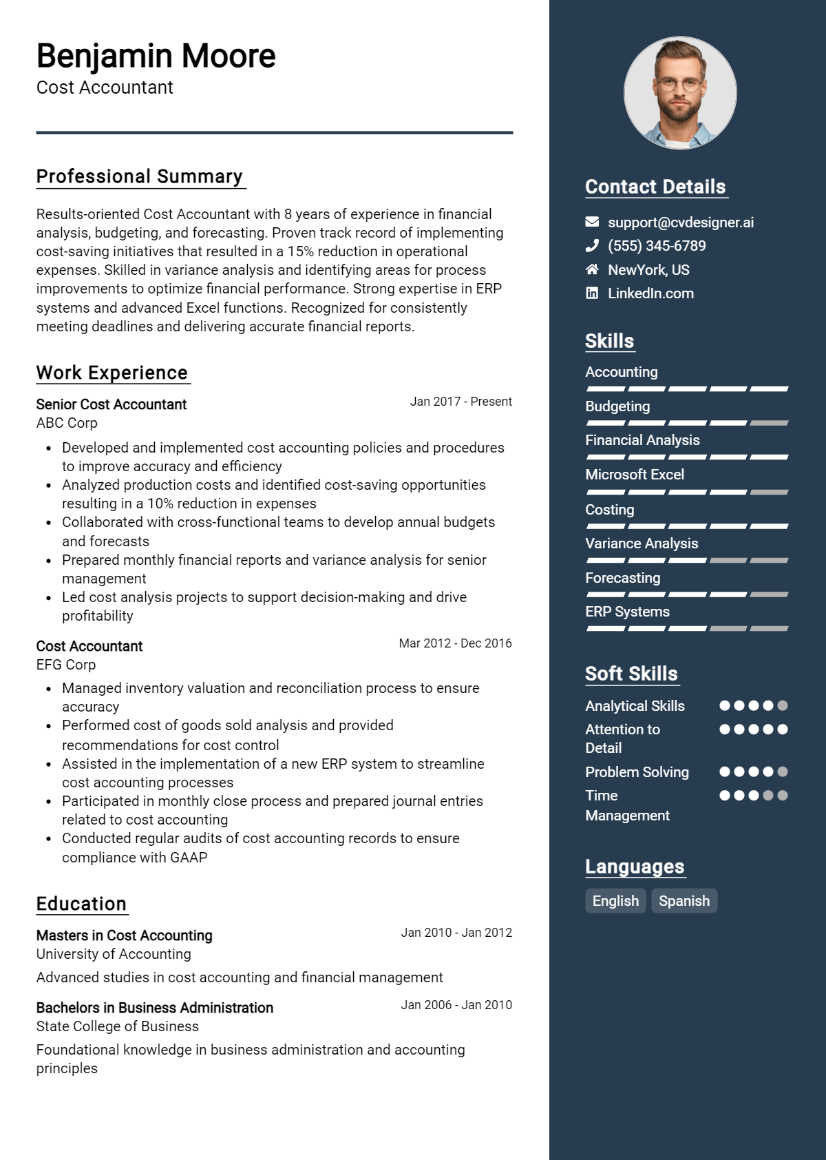 Cost Accountant Resume Example