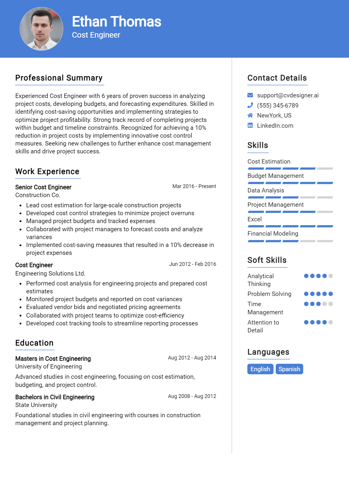 Cost Engineer Resume Example (1)