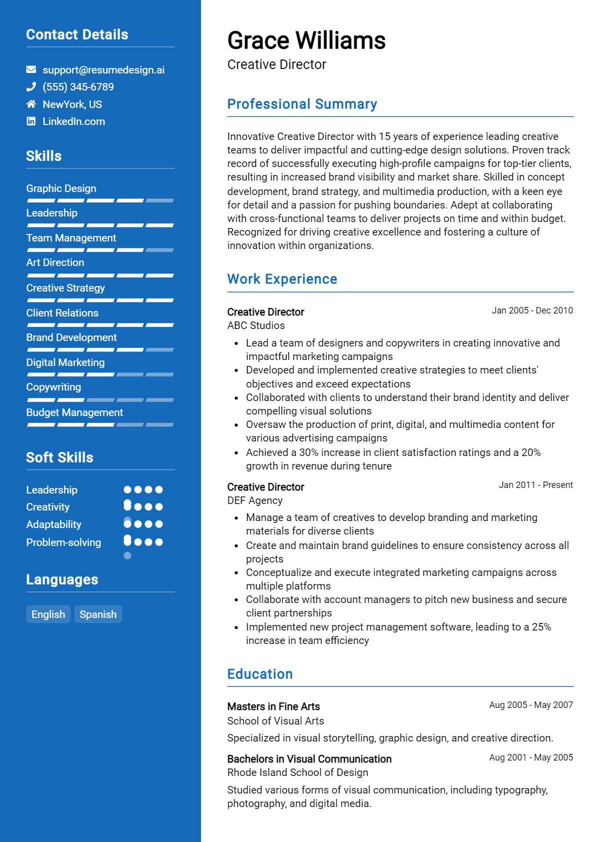 Creative Director Resume Example