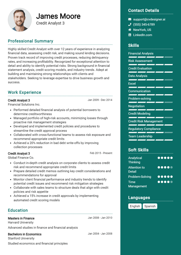 13 Credit Analyst Resume Examples And Templates for 2025