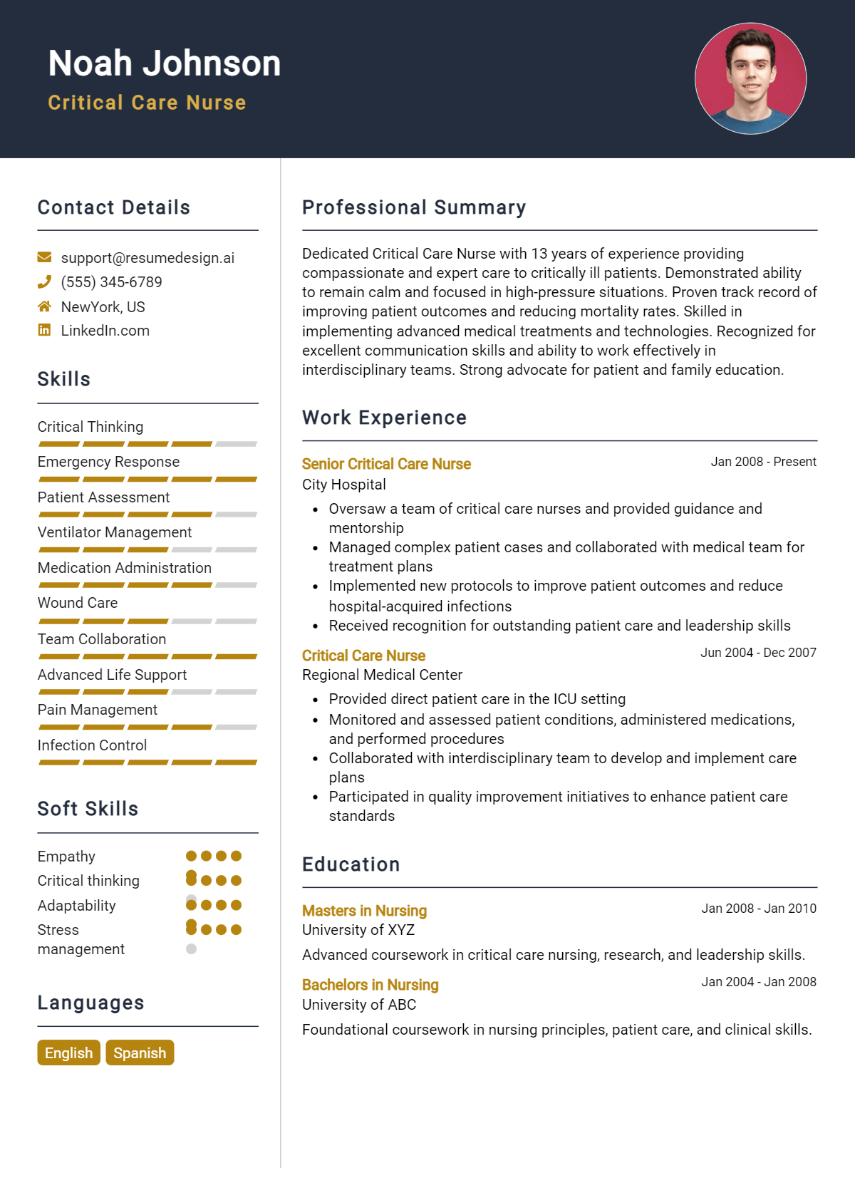 Critical Care Nurse Resume Example