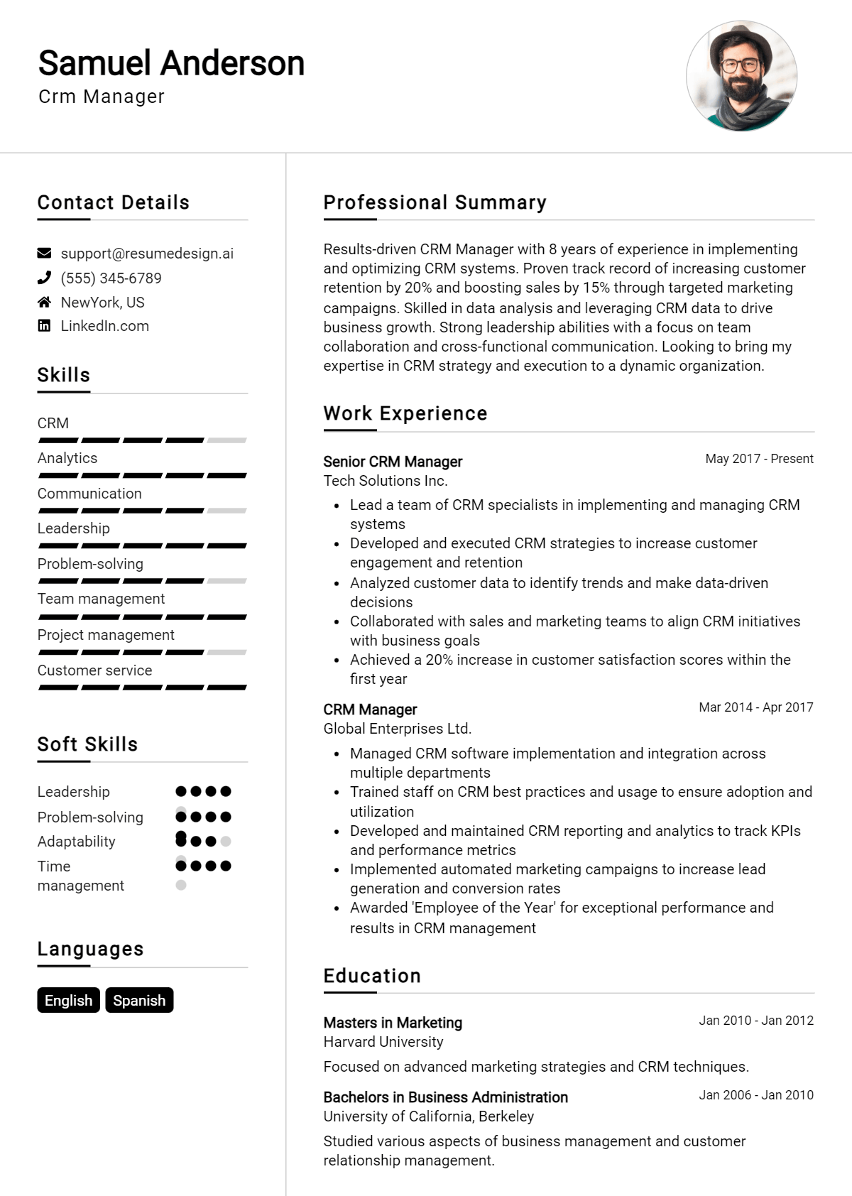 Crm Manager Resume Example