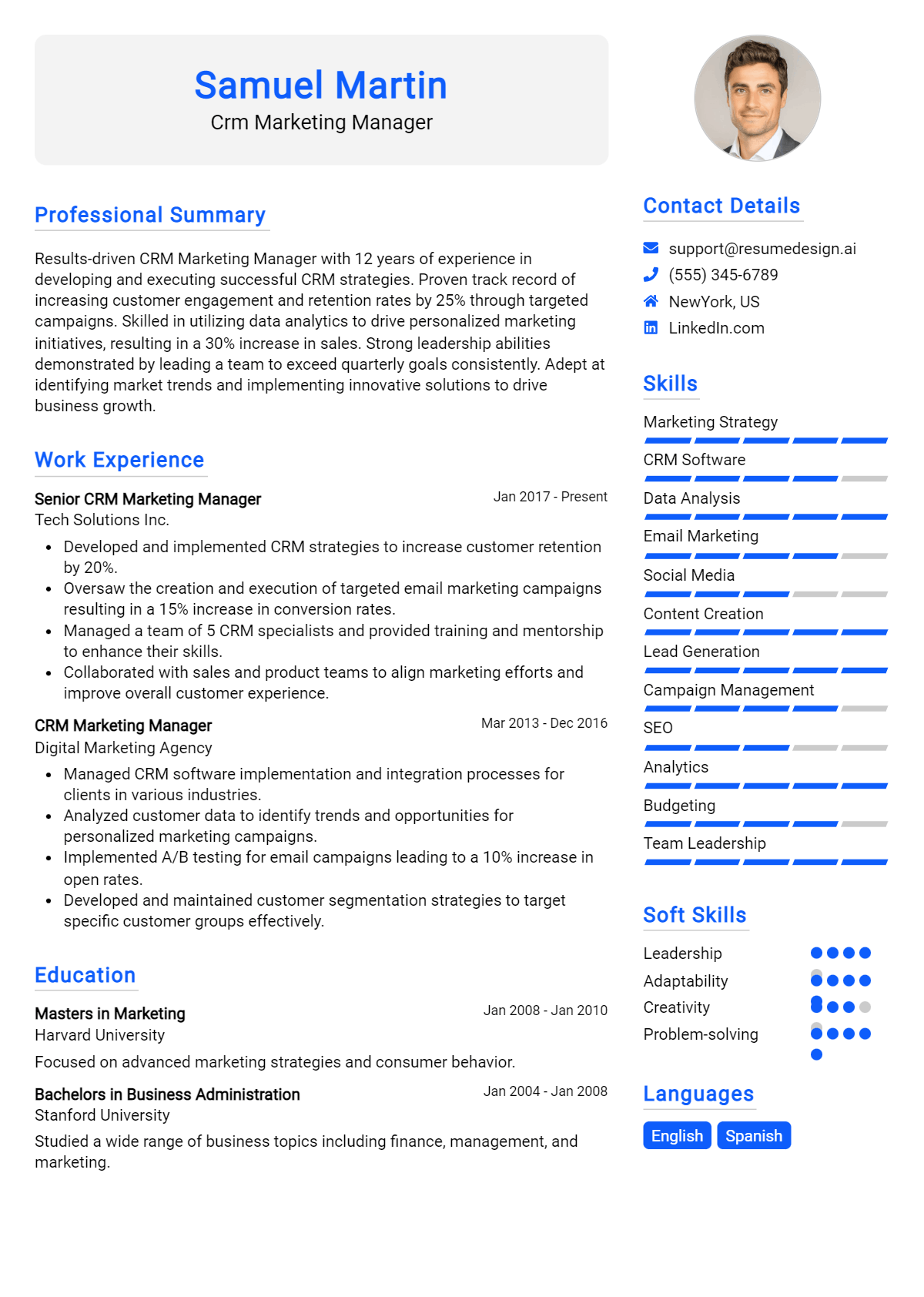 Crm Marketing Manager Resume Example